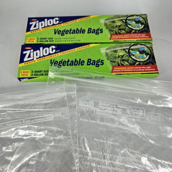 Ziploc Other - Vint Ziploc Vegetable Bags Trial Pack Lot of 2 USA Dow Vented 2 Qrt 2 Gallon New